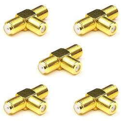 F Female Coax Cable Connectors,ANHAN F Type Coaxial Splitter 3 Way TV Combiner Splitter Female to 2 Female Adapters for TV Video VCR Antenna TV Cable Satellite Tuner Antenna 5Packs