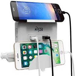 KMC 6-Outlet Wall Mount Surge Protector with 2 USB Charging Ports (2.1 AMP), 2-Pack