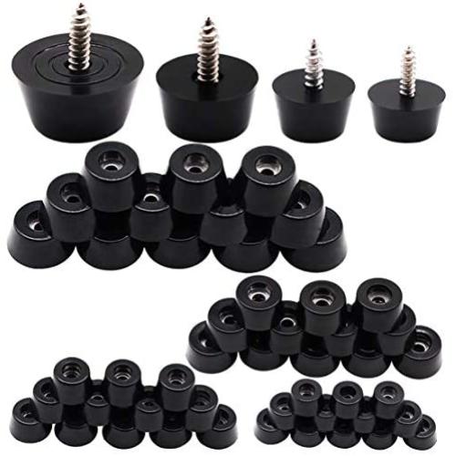 Ted Lele 48 pcs [4-Size] Soft Cutting Board Rubber Feet with Stainless Steel Screws, with Built in Stainless Steel Washer for, Soft, Non Slip, Perfect Grips for Furniture, Electronics & Appliances.