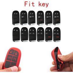 Royalfox 3 4 5 Buttons TPU Smart Remote Key Fob case Full Cover for Chrysler 300 200 Dodge Charger Challenger Dart Durango Journey,Jeep Grand Cherokee Renegade Fiat Freemont (Pink)