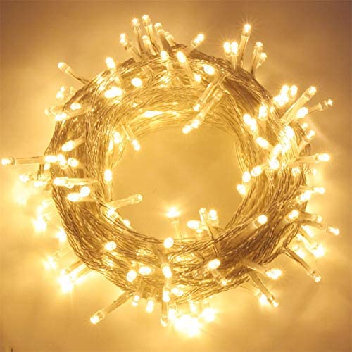 FOAMICHI 150 LED Outdoor String Lights, Waterproof Extendable Twinkle Lights 8 Modes Fairy Lights Plug in, Christmas Lights for Outdoor Wedding Party Christmas Decor (Warm White)