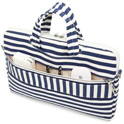 Canvaslife Breton Stripe Pattern 15 inch Waterproof Laptop Shoulder Messenger Bag Case with Rebound Bubble Protection for 14 inch-15.6 inch Laptop 15 Case Bag