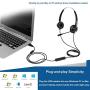 VoiceJoy Call Center Noise Cancelling Corded Binaural Headset Headphone with Mic Microphone with USB Plug for Computer and Laptop, Volume Control and Mute Switch