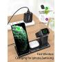 MANKIW Wireless Charging Station 3 in 1 Fast Charging Station for Apple iWatch AirPods Pro, Wireless Charging Stand Compatible for iPhone 11/11Pro/11Pro Max/XR/Xs/Xs Max/X/8/8Plus(Black)