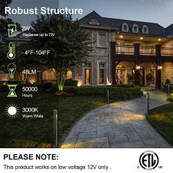 Low Voltage Landscape Pathway Light, 2W 48LM Matte Black Integrated LED Outdoor Walkway Light for Yard Lawn, Die-Cast Aluminum Construction, 4-Pack, ETL Listed, 15-Year Lifespan