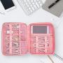 Travel Electronics Organizer, Waterproof Cable Organizer Bag for Electronic Accessories Double Layer Large Shockproof Cable Storage Bag for Cord, Power Bank, Tablet(Up to iPad 11 inch)- Rose Gold