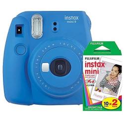 Fujifilm Instax Mini 9 Instant Camera (Cobalt Blue) with Film Twin Pack Bundle (2 Items)