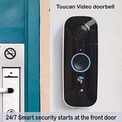 TOUCAN Video Doorbell Camera 1080p HD with Chime, Angle View 180° Doorbell Camera WiFi with Motion Detector, Wireless Video Doorbell, Doorbell Camera Night Vision with 2-Way Audio, Weatherproof IP56