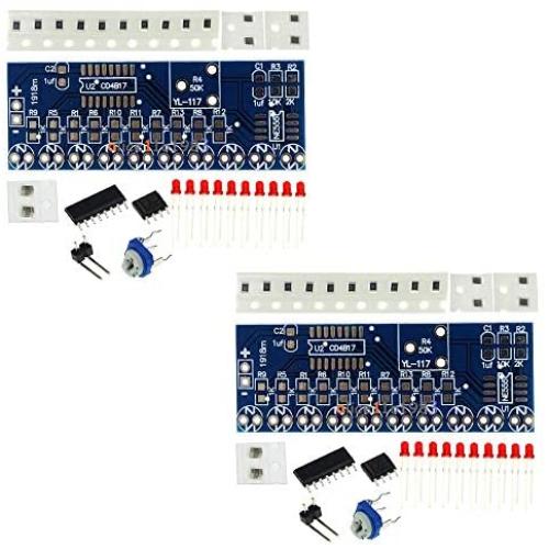 Comidox 2Sets NE555+CD4017 Module Water Flowing LED Light Electronic Production Suite Red Color Flashing Lights Lamp DIY Soldering Kit For Arduino Electronic Fun