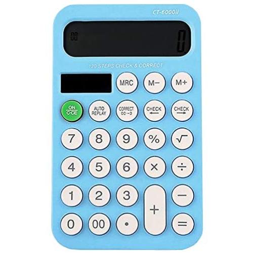 Monique 12 Digit Display Solar Dual Power Calculator Mini Portable Hand-held Calculator Blue