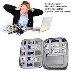 Electronics Organizer Travel Cable Cord Wire Bag Accessories Gadget Gear Storage Cases (Light Gray)
