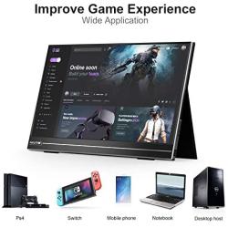 NIUTO 15.6 Portable Monitor Full HD 1080P USB C Display Eye Care IPS Screen Dual Speaker Computer Display HDMI Type C for Mac Phone Laptop PC Xbox PS4 Switch