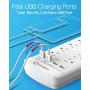 Power Strip,Witeem Surge Protector with 12-Outlet (1875W/15A,4360Joules) and 4 USB Charging Ports (5V/6A,30W),6Ft Extension Cord,Wall Mountable Overload Protection Outlet for Home & Office, White
