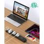 2 Pack Surge Protector Power Strip with 6 Outlets 2 USB Ports, 5-Foot Long Heavy-Duty Braided Extension Cords, Flat Plug, 900 Joules, 15A Circuit Breaker, Wall Mount for Home Office