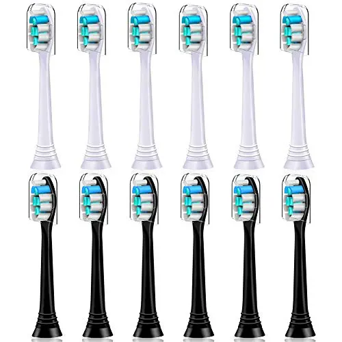 Replacement Toothbrush Heads Compatible with Philips Sonicare Electric Toothbrush. 12 Pack. 6er White and 6er Black.