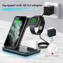 WAITIEE Wireless Charger, 3 in 1 Qi-Certified 15W Fast Charging Station for Apple iWatch Series SE/6/5/4/3/2/1,AirPods, Compatible for iPhone 12/11 Series/XS MAX/XR/XS/X/8/8 Plus/Samsung (Black)