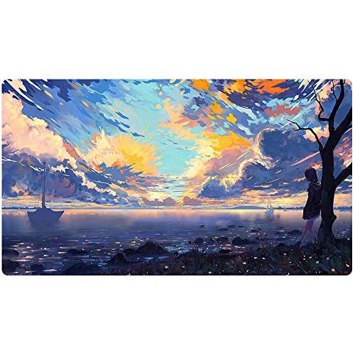 Extended Gaming Mouse Pad Custom Design Computer Gaming Mouse Mat with Smooth Surface XXL Large Size Desk Pad with Non-Slip Rubber Base Ideal for Keyboard, PC and Laptop (90x40 cloudY3)