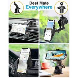 [Upgraded] VANMASS Car Phone Mount [for Trip & Family & Friend] Handsfree Windshield Dashboard Air Vent Cell Phone Holder Car, Compatible with iPhone 12 11 Xs Max XR X SE Samsung S20, Space Gray