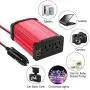 300W Car Power Inverter DC 12V to 110V AC Converter 4.8A Dual USB Charging Ports Car Charger Adapter (Red)