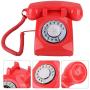 Corded Telephone Retro Rotary Dial Wired Telephone Vintage Desktop Landline Telephone(Red)