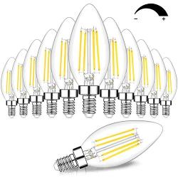 12-Pack Dimmable E12 LED Candelabra Bulbs 60W Equivalent, 5000K Daylight White, 600 Lumens B11 Candle Base 6W C35 LED Filament Vintage Light Bulbs, Clear Glass for Chandelier Ceiling Fan High CRI 90+