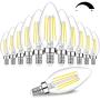 12-Pack Dimmable E12 LED Candelabra Bulbs 60W Equivalent, 5000K Daylight White, 600 Lumens B11 Candle Base 6W C35 LED Filament Vintage Light Bulbs, Clear Glass for Chandelier Ceiling Fan High CRI 90+