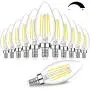 12-Pack Dimmable E12 LED Candelabra Bulbs 60W Equivalent, 5000K Daylight White, 600 Lumens B11 Candle Base 6W C35 LED Filament Vintage Light Bulbs, Clear Glass for Chandelier Ceiling Fan High CRI 90+