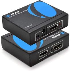 4K 1 in 2 Out HDMI Splitter by OREI - Ultra HD 4K @ 30 Hz 1x2 V. 1.4 HDCP, Power HDMI Supports 3D Full HD 1080P for Xbox, PS4 PS3 Fire Stick Blu Ray Apple TV HDTV - Adapter Included