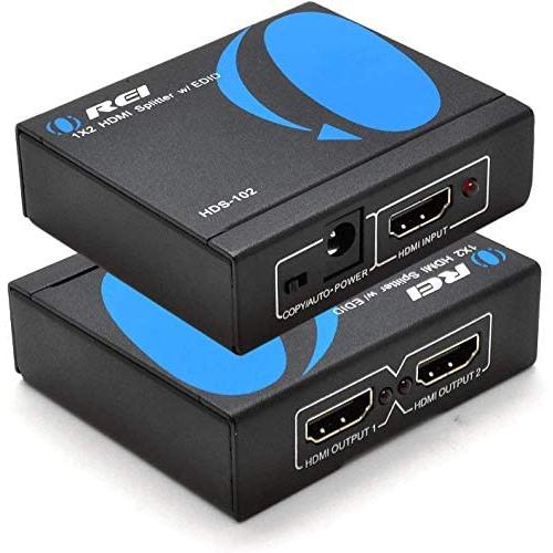 4K 1 in 2 Out HDMI Splitter by OREI - Ultra HD 4K @ 30 Hz 1x2 V. 1.4 HDCP, Power HDMI Supports 3D Full HD 1080P for Xbox, PS4 PS3 Fire Stick Blu Ray Apple TV HDTV - Adapter Included