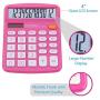 Desktop Calculator 12 Digit with Large LCD Display and Sensitive Button, Solar and Battery Dual Power, Standard Function for Office, Home, School, CD-2786 (Pink)