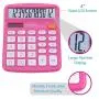 Desktop Calculator 12 Digit with Large LCD Display and Sensitive Button, Solar and Battery Dual Power, Standard Function for Office, Home, School, CD-2786 (Pink)