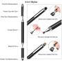 Penyeah Stylus Pen, 4 in 1 Disc Stylus Pens for Touch Screens, High Precision and Sensitivity Universal Capacitive Stylus, Stylist for Tablets,iPhone,iPad,Laptops with 4 Replacement Tips - Black