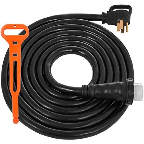 Happybuy RV Shore Power Extension Cord 50FT 50 AMP Weatherproof Heavy Duty 6AWG/3C+8AWG/1C Twist Lock Cord 50 Amp RV Replacement Cord UL and CSA Approved with Molded Connector and Patented Handle