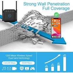 WiFi Range Extender, Beenate 1200Mbps Signal Booster Repeater, Dual Band 2.4G & 5Ghz WiFi Extender, 4 Antennas Full Coverage with Ethernet Port and WPS, Ap Repeater Mode Wireless Signal Booster