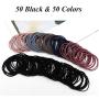 Hair Ties - 100 Pcs 2mm Black Rubber Hair Bands for Ponytail (2mm, colors)