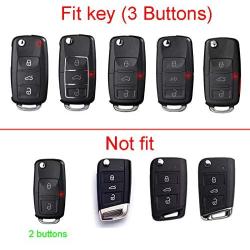 ROYALFOX(TM Luxury 3 Buttons TPU flip Remote Key Fob case Cover for VW Volkswagen Jetta GTI Passat Golf Bora Polo Tiguan Touareg Beetle Multivan Sagitar Passat,Skoda(Blue with Black)