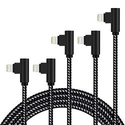 Right Angle iPhone Charger 5Pack 90 Degree Lightning Cable 3FT/6FT/10FT Long Nylon Braided iPhone Data Cable Wire Fast Charging Cord Compatible iPhone/iPad/iPod (Black White)