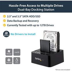 StarTech.com USB 3.1 (10Gbps) Hard Drive Duplicator Dock for 2.5'' & 3.5'' SATA SSD HDD + 4Kn - USB/ USB-C [Thunderbolt 3 Compatible] Cloner (SDOCK2U313R),Black