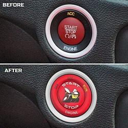 ToolEpic for Dodge Challenger Charger Scat Pack Decal Accessories 2015-2020 - Engine Start Stop Button Overlay Sticker Emblem - Push to Start Button Ruby Red Badge Cover - Perfect for Decals