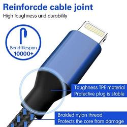 UNEN iphone Charger（3/3/6/6/10FT）5 Pack-Black and Blue