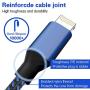 UNEN iphone Charger（3/3/6/6/10FT）5 Pack-Black and Blue