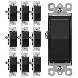 [10 Pack] BESTTEN 3-Way Decorator Wall Light Switch, 15A 120/277V, Paddle Wall Switch, On/Off Rocker Interrupter, UL Listed, Black