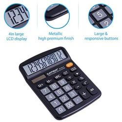 Desktop Calculator 12 Digit with Large LCD Display and Sensitive Button, Solar and Battery Dual Power, Standard Function for Office, Home, School, CD-2786 (Black)
