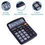 Desktop Calculator 12 Digit with Large LCD Display and Sensitive Button, Solar and Battery Dual Power, Standard Function for Office, Home, School, CD-2786 (Black)