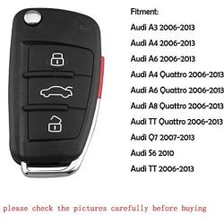 Keyless Entry Remote Key Fob for Audi A3 A4 A6 A8 TT Q7 S6 Quattro, 4 Button Entry Remote Control Replacement for MYT8Z0837231, 4D0837231E, 4D0837231P (NO Chips)