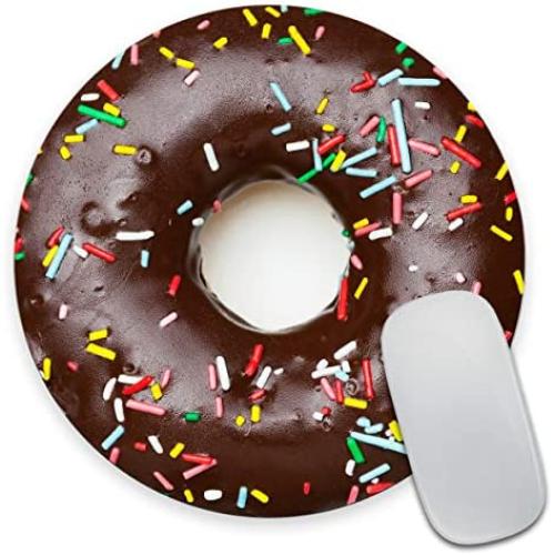 Smooffly Chocolate Donut Round Mouse Pad, Doughnut Circular Mouse Pads for Computers