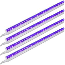 KXZM Black Light UV LED Tube10W, 2ft 48 LEDs SMD2835 T5 395-400nm UV LED Bar AC110-220V Input with US Plug for Parties Halloween Glow in The Dark Party Blacklight Poster Lighting (4 Pack)