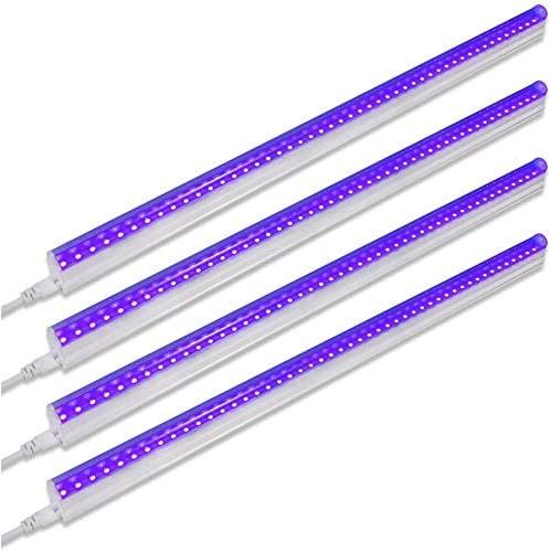KXZM Black Light UV LED Tube10W, 2ft 48 LEDs SMD2835 T5 395-400nm UV LED Bar AC110-220V Input with US Plug for Parties Halloween Glow in The Dark Party Blacklight Poster Lighting (4 Pack)
