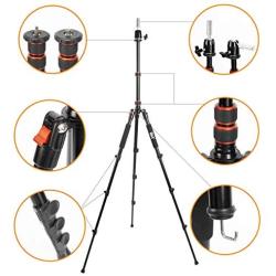 GEX Multifunction Mannequin Tripod (Camera) Stand Canvas Block Training Doll Manikin Head Wig Stand for Cosmetology Hairdressing (Black)