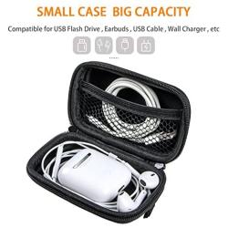 GLCON Rectangle Shaped Portable Protection Hard EVA Case,Mesh Inner Pocket,Zipper Enclosure Durable Exterior,Lightweight Universal Carrying Bag Wired/Bluetooth Headset Charger Change Purse (Black)